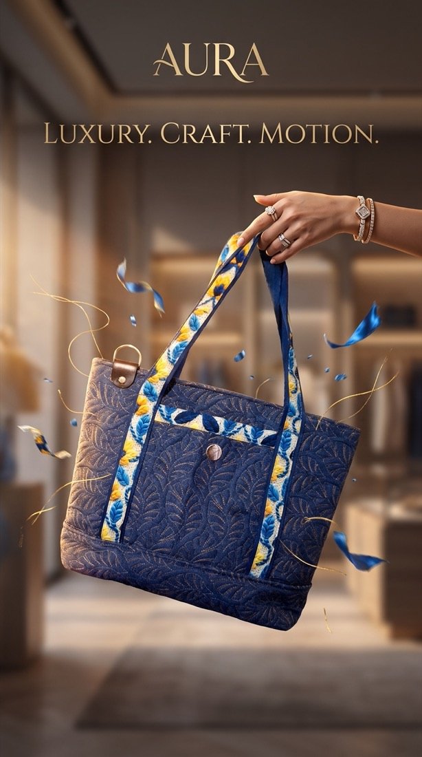 Bolsa em jeans com bordado floral